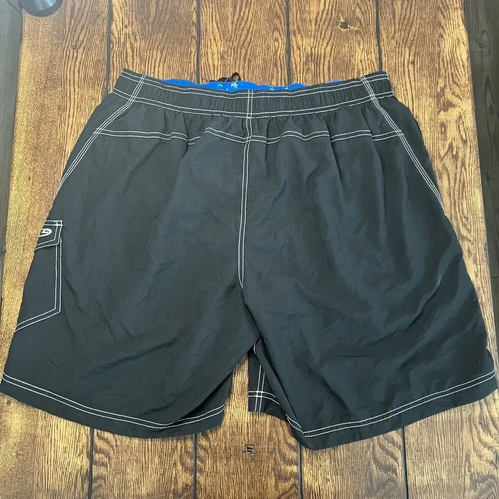 Vintage Champion Swim Trunks Mens XXL Black Blue 90s Sailing Shorts USA Made